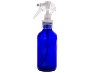 4 oz (120ml) Blue Glass Bottle With Trigger Sprayer (4-pack)