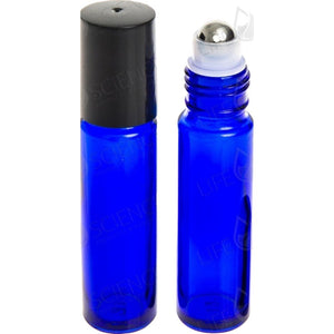 10 ml Cobalt Blue Steel Ball Roll-on Bottles (6-pack)
