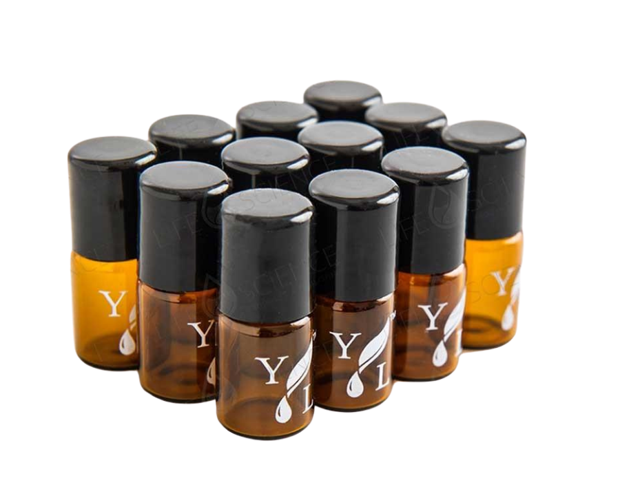 2 ml Amber Glass Bottle with Steel Ball Roll-on (12-pack) Branded