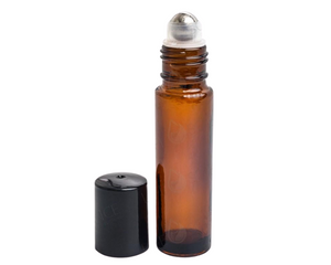 10 ml Amber Glass Bottle with Steel Ball Roll-on (6-pack)